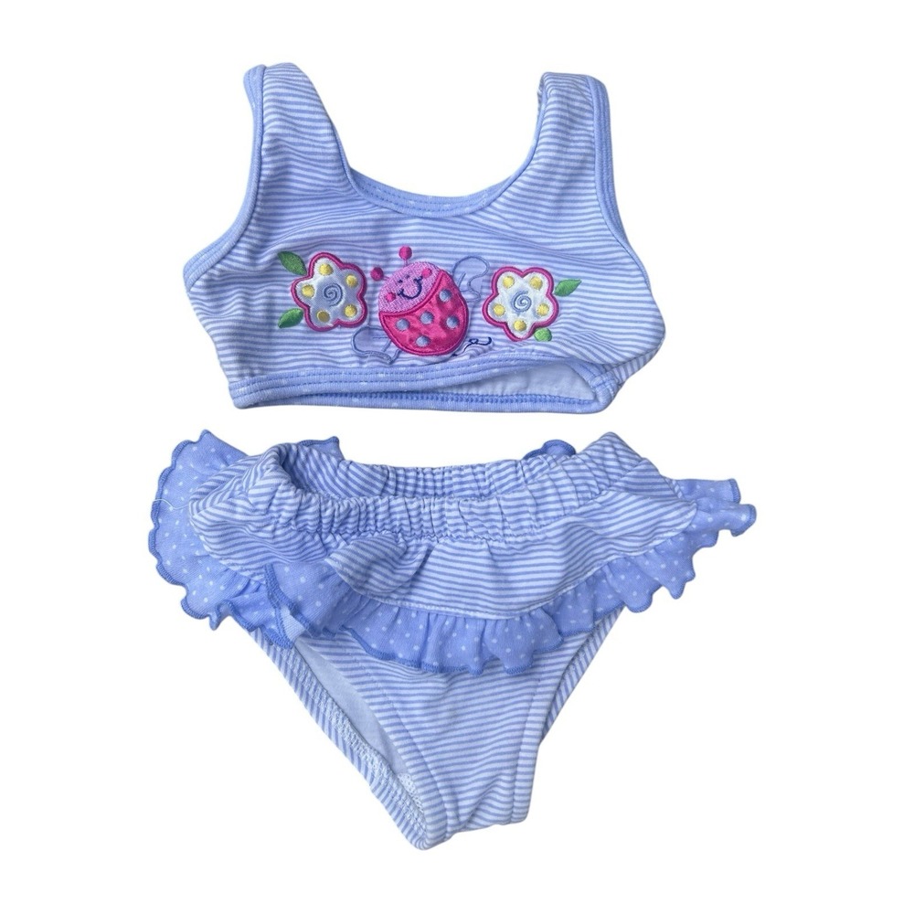 Vintage 90s Circo Baby Toddler Swimsuit Bikini 12 Months Skirted Flowers EUC